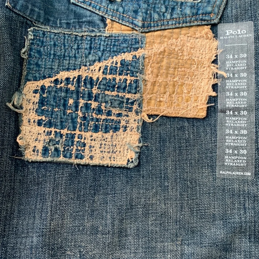 Polo by Ralph Lauren Men’s Blue Patchwork Straight Jeans - Picture 9 of 10